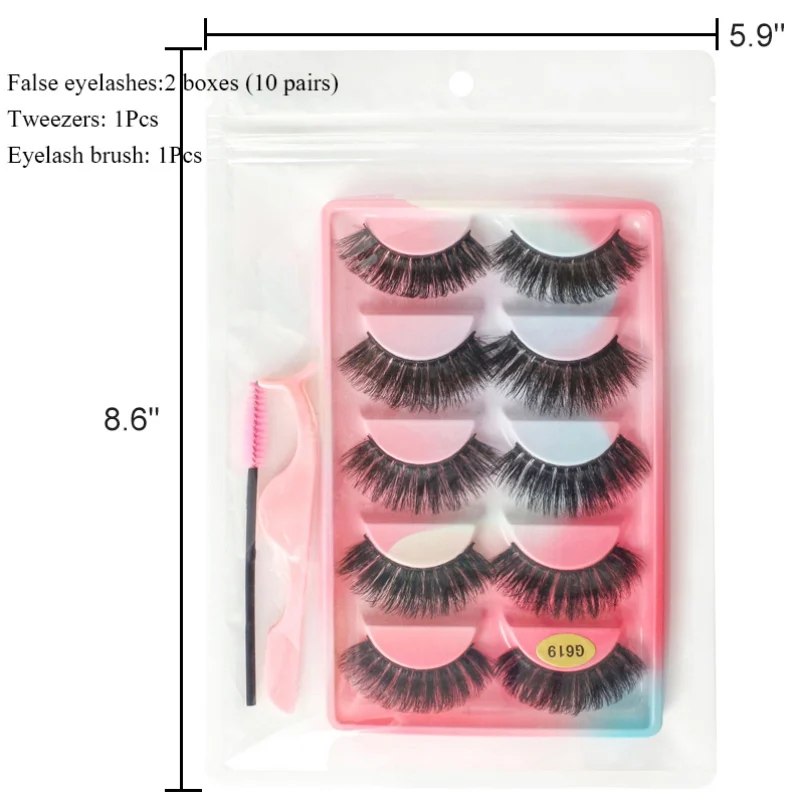 10 paar Handgemachte Falsche Wimpern + Pinzette Make-Up Volume 3D Flauschigen Natürliche Starke Lange Leichte Club Party Helle Reusable