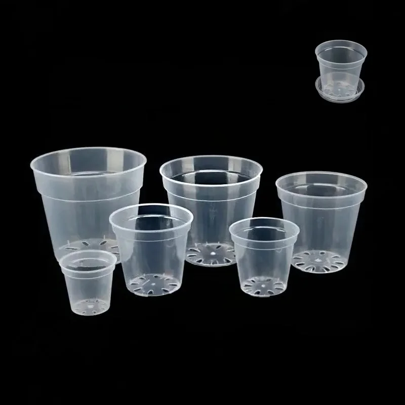 5PCS DIY Plant Pot Transparent Plastic Round Starting Flower Pot Large Capacity Orchid Nursery Container Home Garden Planter