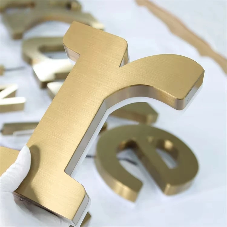 

Business Company 3D Custom Light Emitting Diode Logo Board Light Emitting Diode Backlight Gold Metal Acrylic Light Emitting