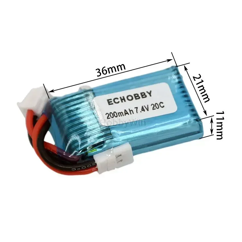 7.4V 2S 200mAh 20C LiPO Battery MX2.0-2P reverse plug for Mini Size RC Quadcopter Drone Helicopter Model  Airplane