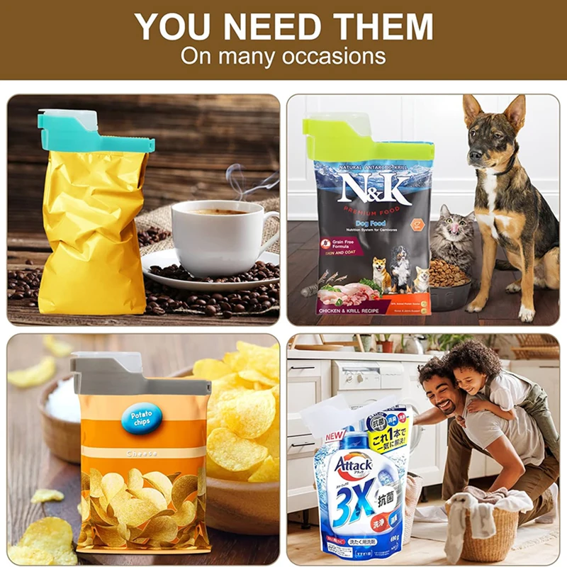 Kitchen Bag Clips For Food Storage Sealing Clips With Pour Spouts Food Sealing Plastic Cat Dog Food Storage Organizer image 5