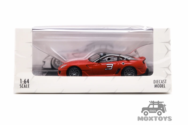 Rhino modelo RM 1:64 599XX rojo limitado999 modelo fundido a presión capó de apertura de coche con motor detallado
