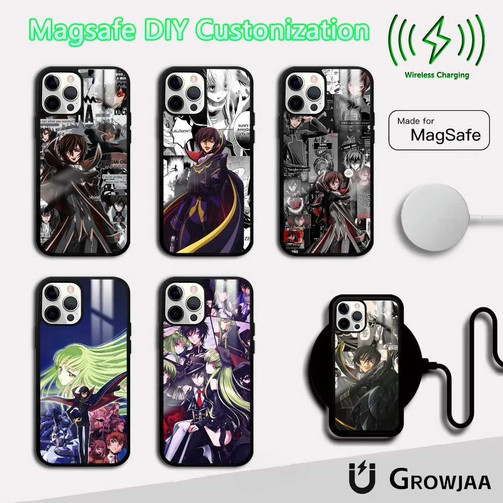 C-Code G-Geass Anime Cool Phone Case For IPhone 16 15 14 13 12 11 Pro Max Plus Mini Magsafe Mirror Wireless Magnetic Funda