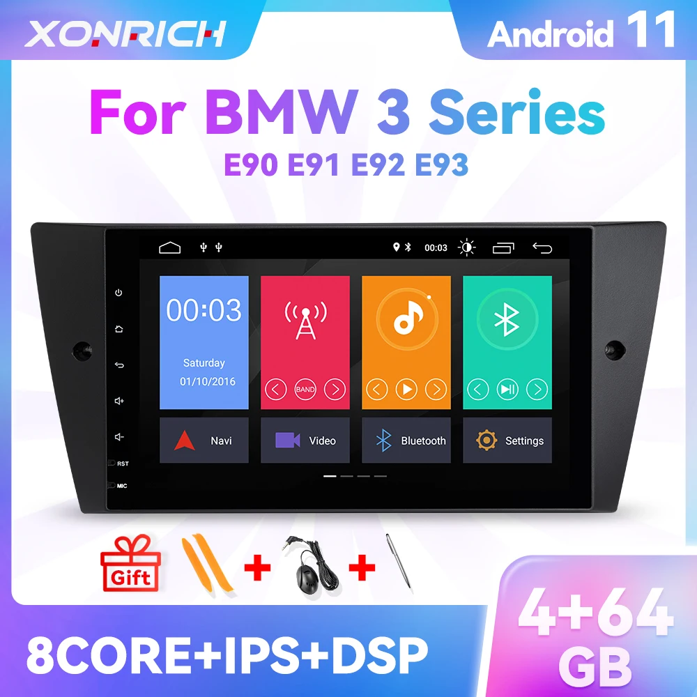 Xonrich Android 10 Car Radio Multimedia Player For BMW E90/E91/E92/E93 3 Series GPS Navigation Stereo Audio Head Unit Wifi