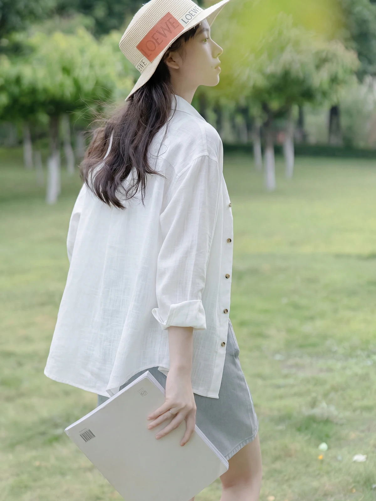 

White Loose Long Sleeve Sun Protection Cardigan Korean Style Commute Shirt Thin Quality Women's Summer Fashion Top