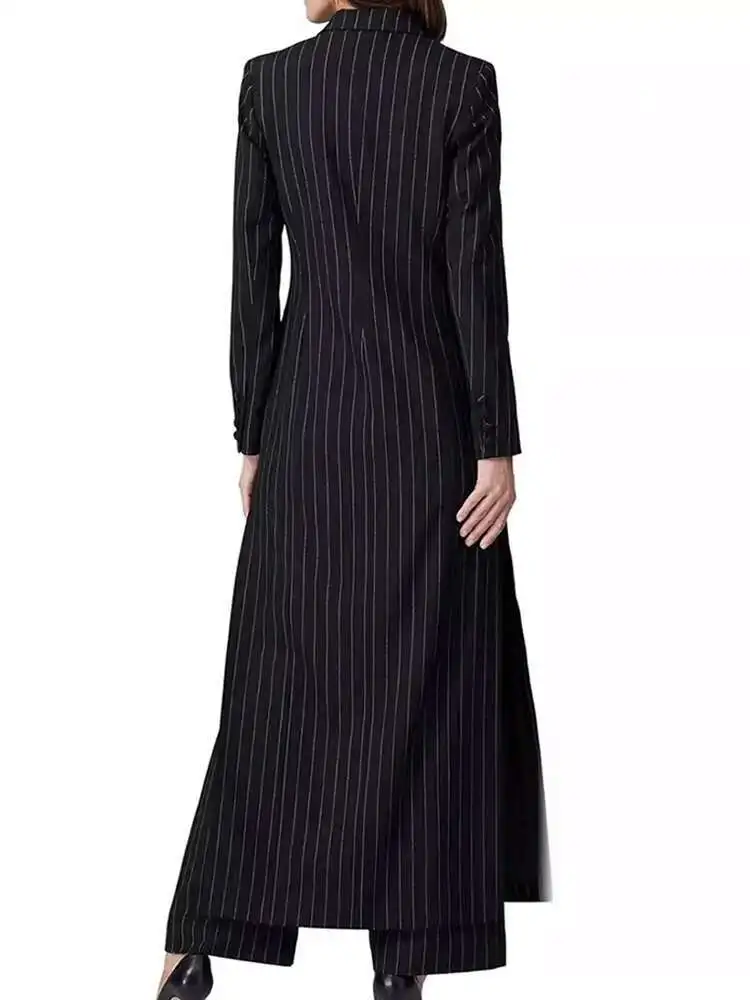 BJTZ سترة طويلة ممتدة بحافة مخططة بزر واحد للنساء لربيع وخريف 2024 سترات نسائية عصرية للنساء أنيقة