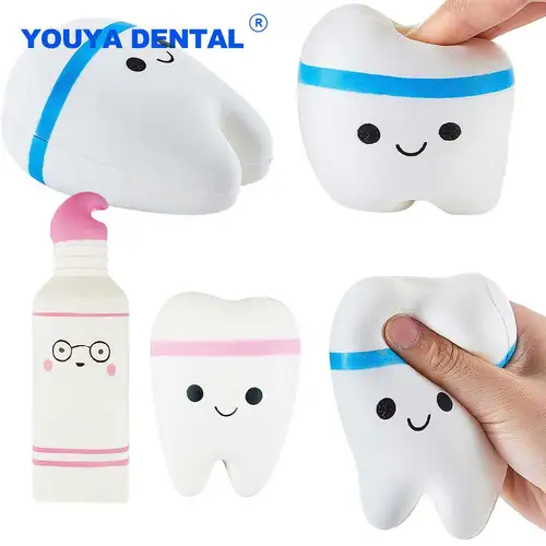 Forma de dientes dentales para apretar, bonito regalo de crecimiento lento, figura de diente, antiestrés, elástico, relajante, clínica de dentista, regalo de recuerdo