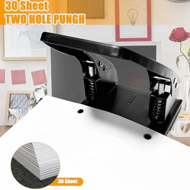 2 Hole Punch With 100 Binder Paper Fastener Paper Two Hole Punchers For Paper File Folder Binder,30 Sheet Capacity