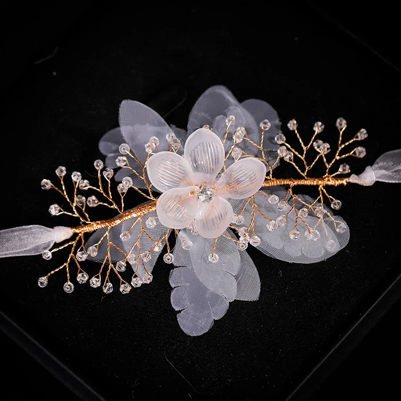 Hermosa muñeca de alta gama para novia, flor de matrimonio, dama de honor, hermana, mano, flor de novio, flor de pecho, pulsera de cena de boda