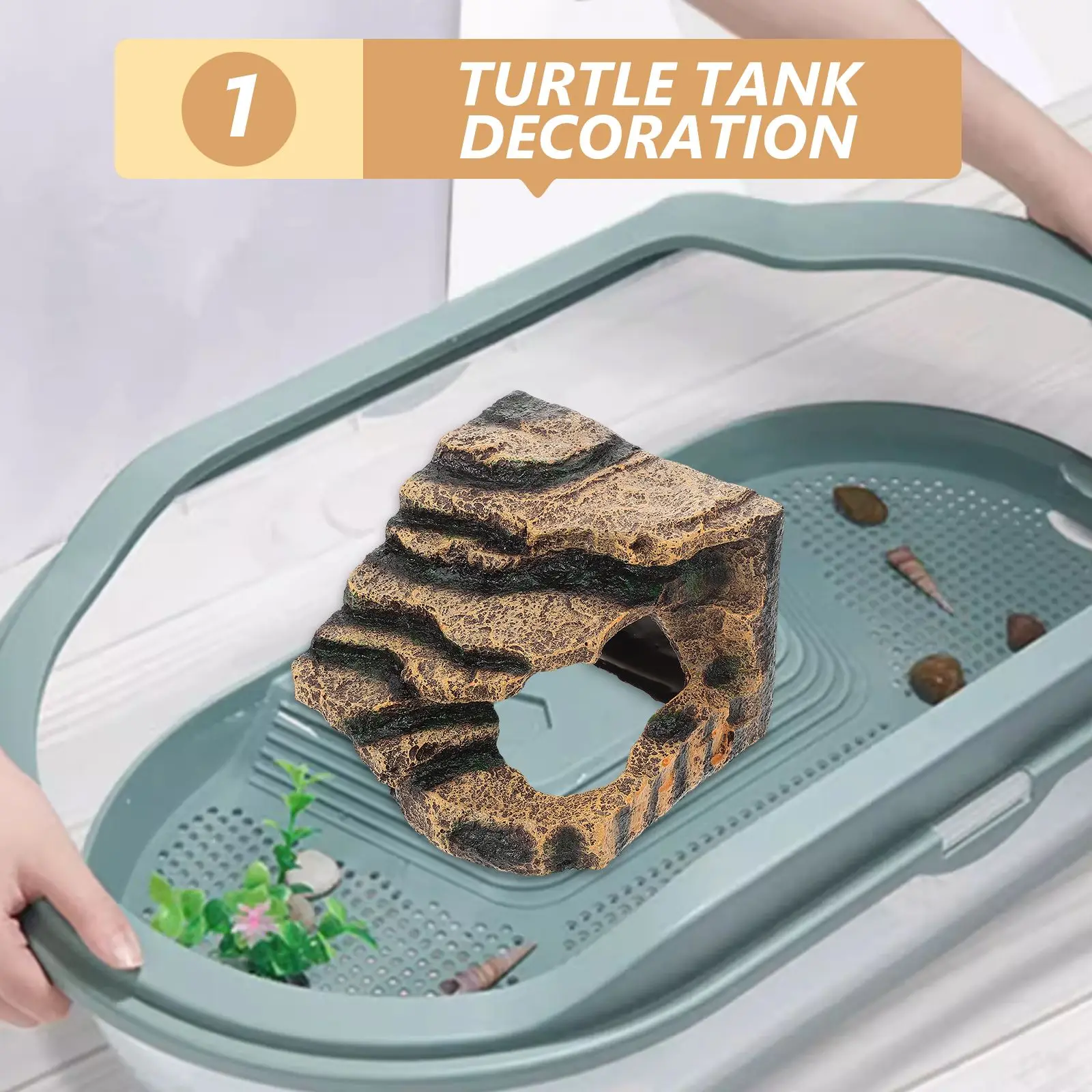 Turtle Basking Platform Hermit Crab Hideout Resin Reptile Climbing Platform Habitat Turtle Tank Aquarium Ornament