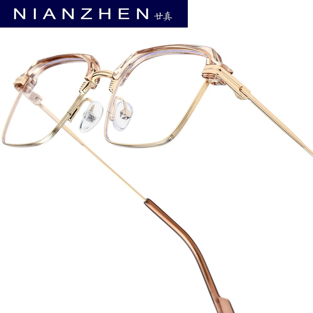 

NIANZHEN Titanium Alloy Eyeglasses Men 2025 Square Brand Design Glasses Frame Ultralight-Weight Retro Eyewear Spectacles 6265