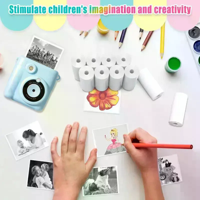 10Rolls 57x25mm White Thermal Paper For Children's Camera Instant Print Kids Camera Printing Paper Replacement Accessories
