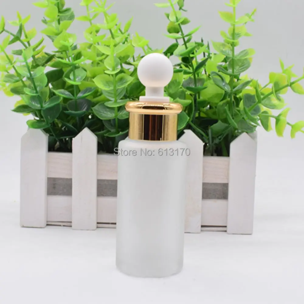 30ml 50ml 60ml Glass Pipette Dropper bottle Empty Frosted Clear Essential Oil vial Gold,Silver collar Cosmetic packing