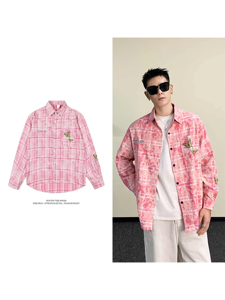 

Waed Vintage Long Sve irt Jaet Мужская женская весенне-осенняя солнцезащитная верхняя одежда для пар, свободная посадка, молодежная одежда Sle Polyes...