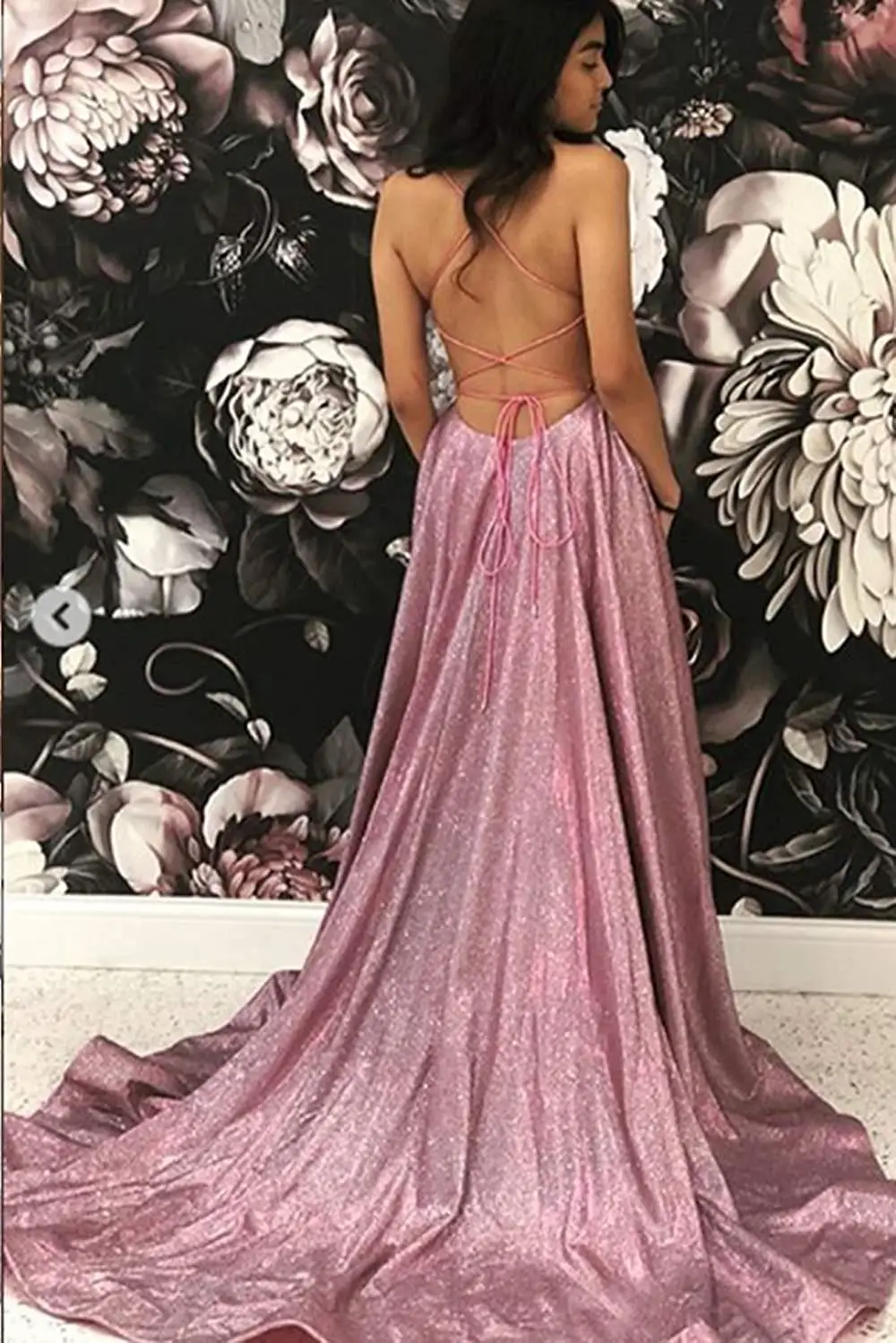 Reflektierende Satin Promi Abendkleid Lange Boden-länge Seite Schlitz Prom roben de soirée Sexy Backless Party Kleid فساتين السهرة