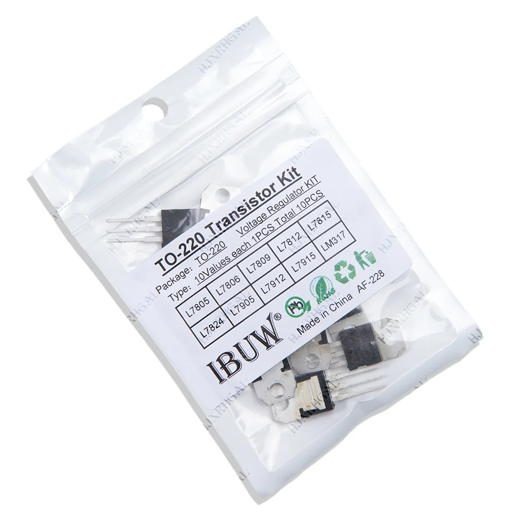 10 значений * 1 шт. = 10 шт. L7805 L7806 L7809 L7812 L7815 L7824 L7905 L7912 L7915 LM317T Ассортимент транзисторов Регулятор напряжения