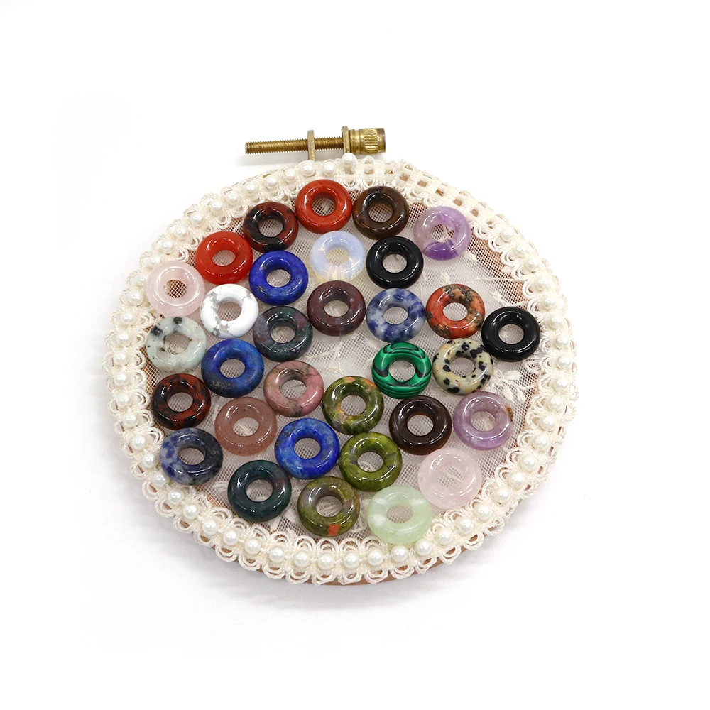 

5 Pcs Wholesale Circular 16mm Natural Stone Amethyst Lapis Lazuli Tiger Eye Red Agate Loose Bead Accessorie for DIY Jewelry Gift