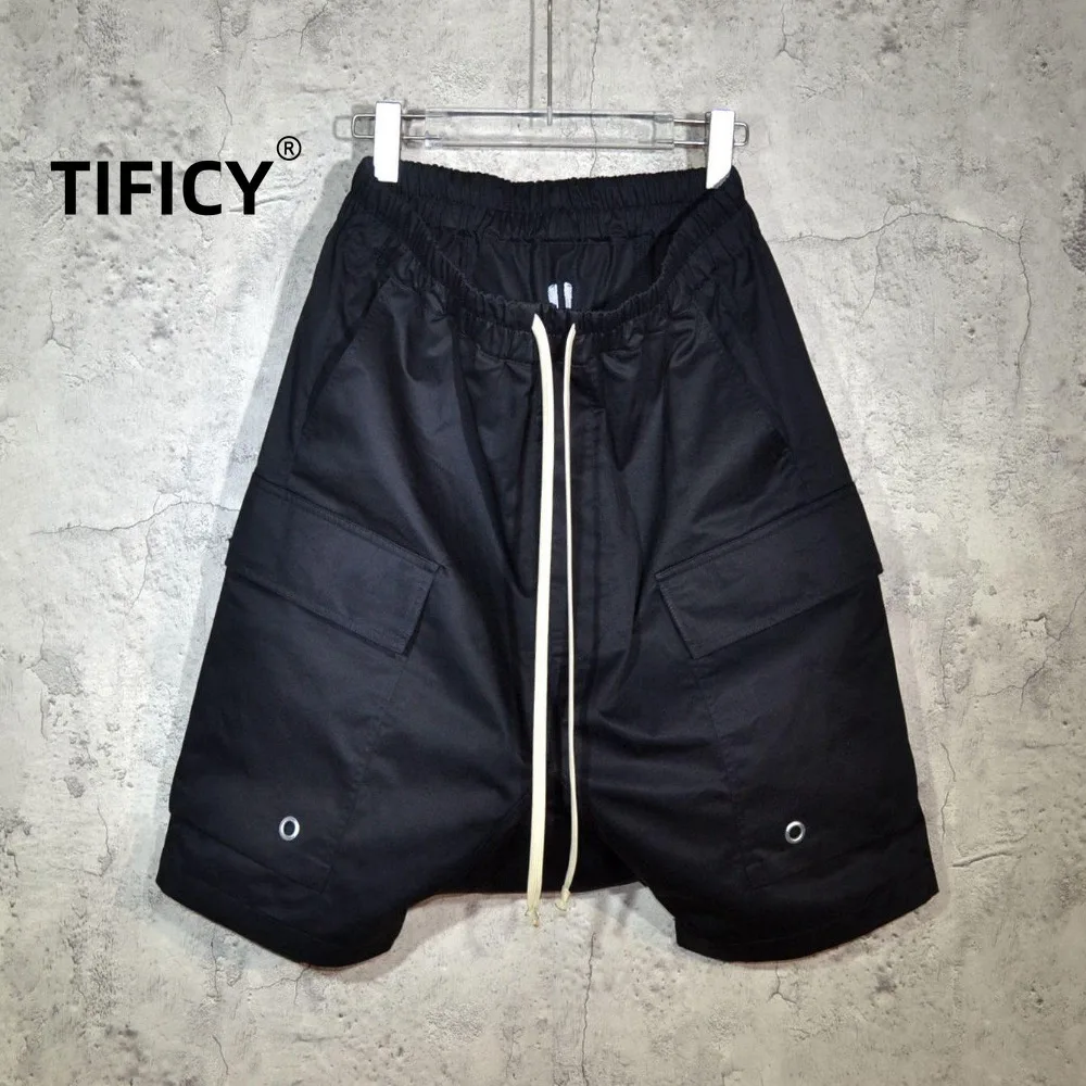 

High Street New RO Five Pants Men's Double-sided Pockets Loose Fit Haren Baggy Streetwear Elastic Waist Casual Shorts