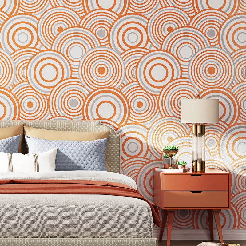 

Modern simple fashion waterproof circle bedside background television background wall film wall wallpaper non-woven wallpape