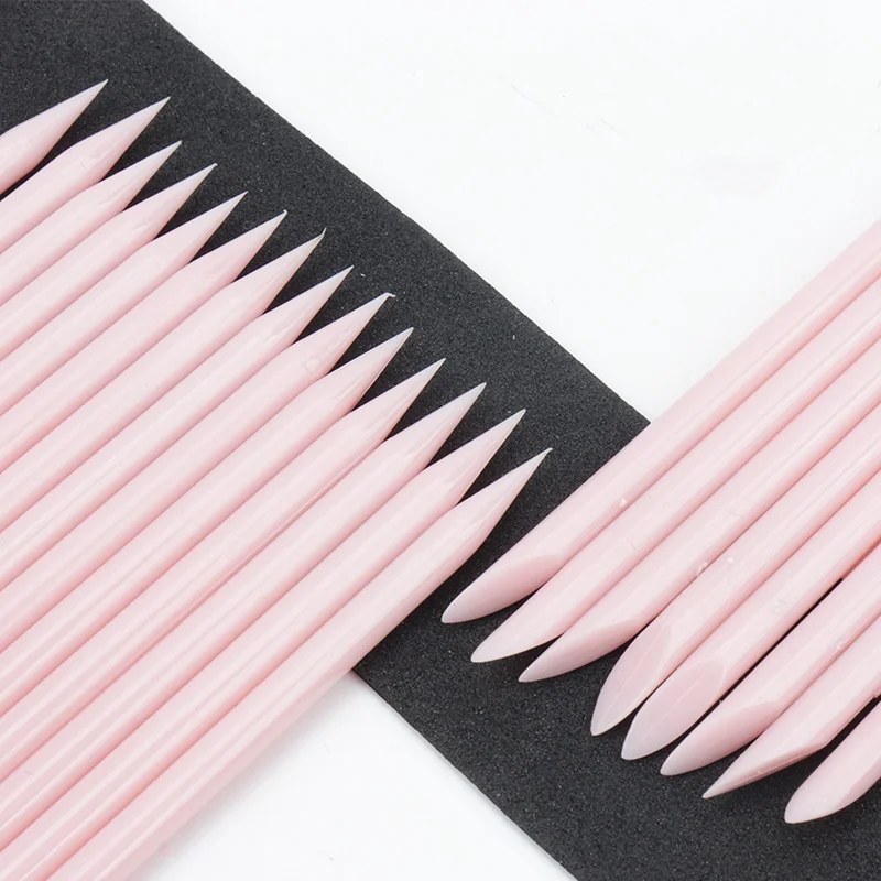 50/100 Stuks 9.5 Cm Nail Cuticle Pusher Manicure Remover Roze Plastic Stok Nail Art Design Gel Polish Tekening sticks Makeup Tools