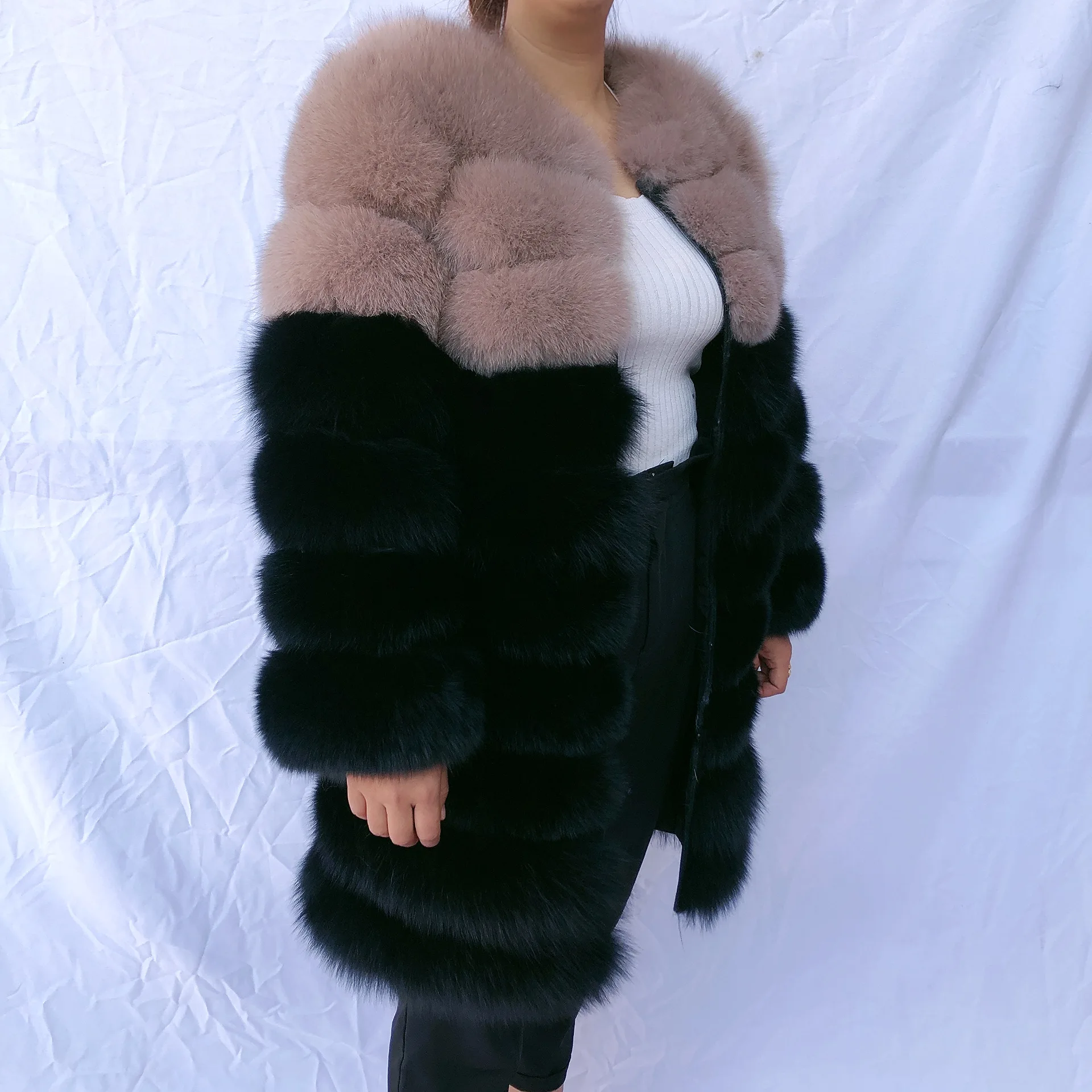 Women\'s real fur coat winter jacket Long mixed version real fox fur coat Natural fur eco fur coat luxury women\'s fur coat