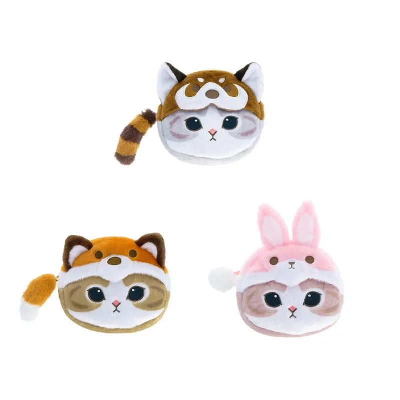 Mofusand Shark Cat Series Cute Plush Coin Purse Cartoon Small Animal Plush Keychain Backpack Zipper Decoration Mini Storage Bag