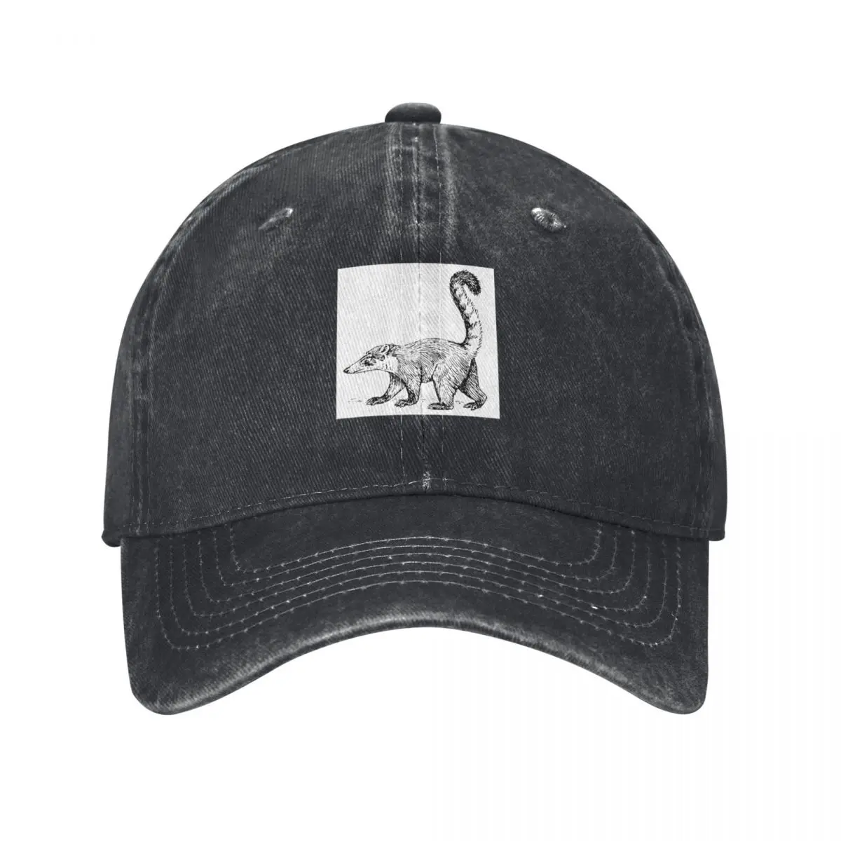 

Coati in black and white background Baseball Cap Military Cap Man beach hat fishing hat Hats For Women Men's