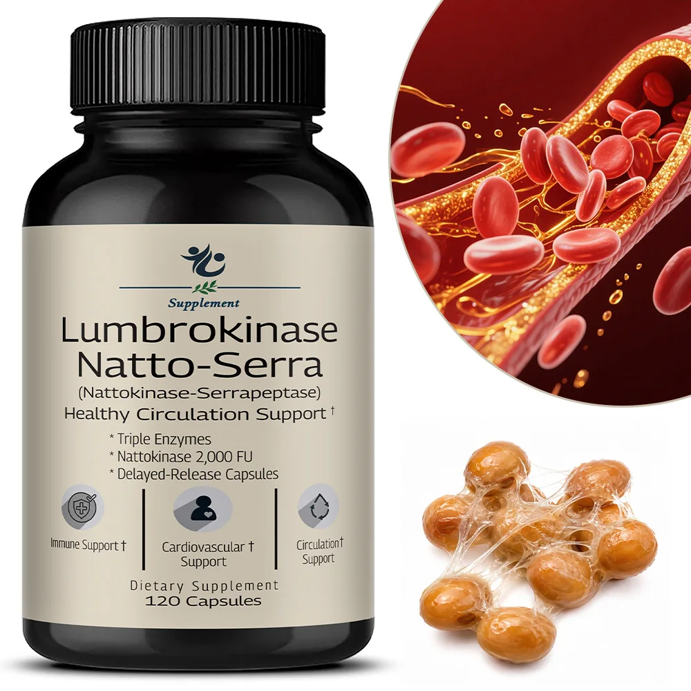 Nattokinase Serrapeptase Supplement, Support Circulation, Energy, Inflammation Relief & Overall Body Health for Adults