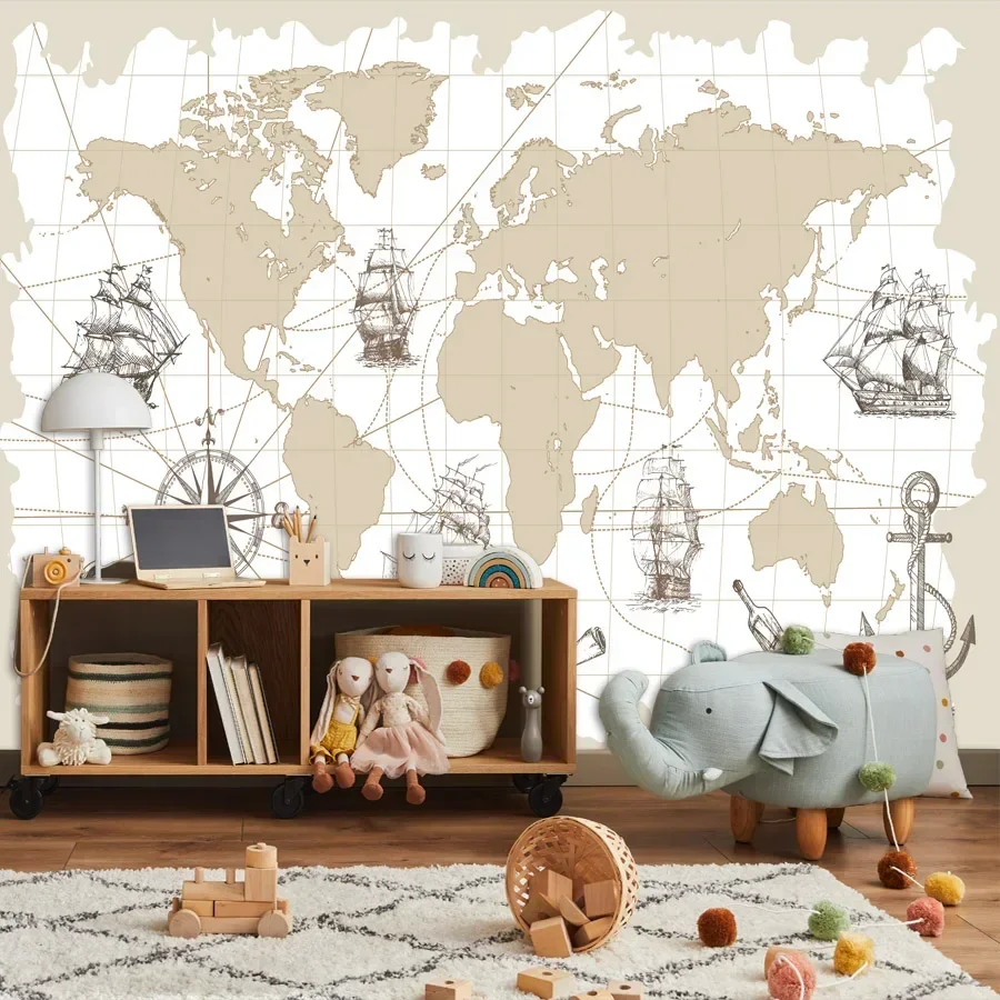 Contact Paper Wall Papers Home Decor Custom Self Adhesive Wallpaper for Living Room Bedsroom Walls Kids World Map Bed Sofa Mural