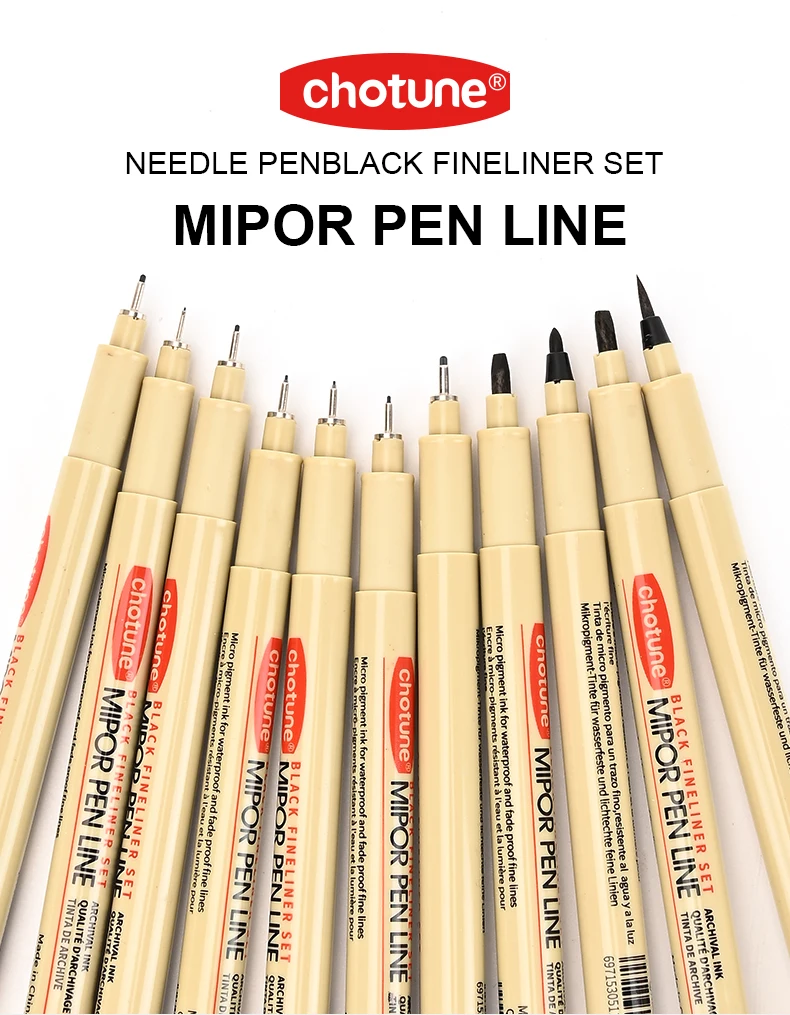 12er-Set Pigment Liner Micron Tintenmarker für Manga, Zeichnen, Skizzieren, Nadelstift, Hakenlinienstift, Skizzen-Schreibwarenset, Kunstbedarf – Detail 1