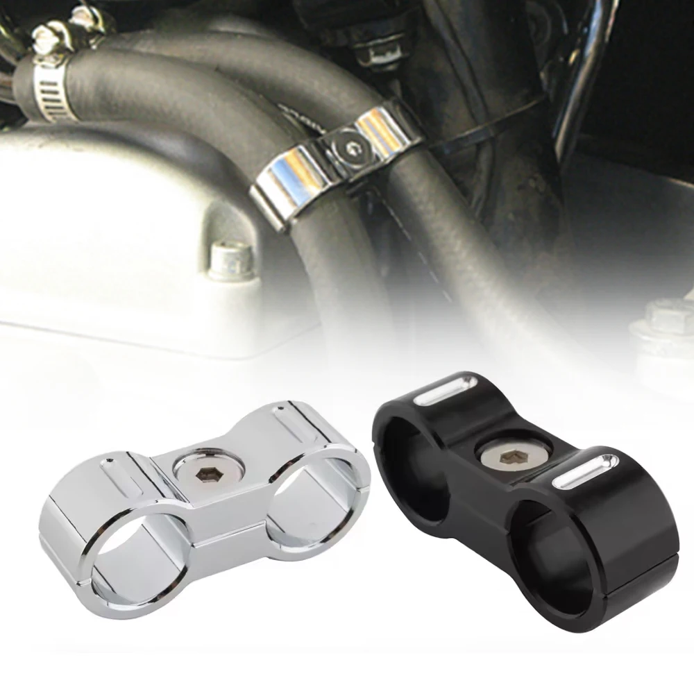 

Chrome Hose Separator Clamp Bracket Oil Fuel Hose Line for Harley GM 883 Fat Boy 1200 Breakout