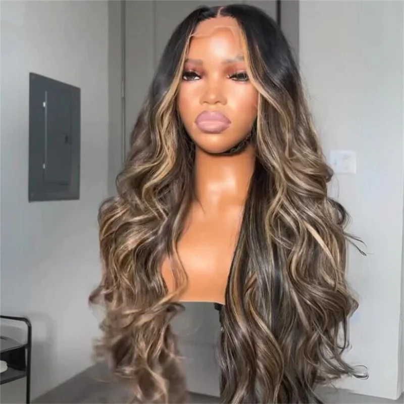 Soft Wave Highlight Brown 28inch 5x5 Silk Base Glueless Jewish Human Hair Wig With Baby Hair HD Lace European Hair Preplucked