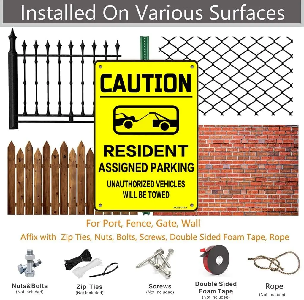 Resident Assigned Parking Tin Sign for Outdoor Indoor Street Use Notice Sign 8 X 12 Inch