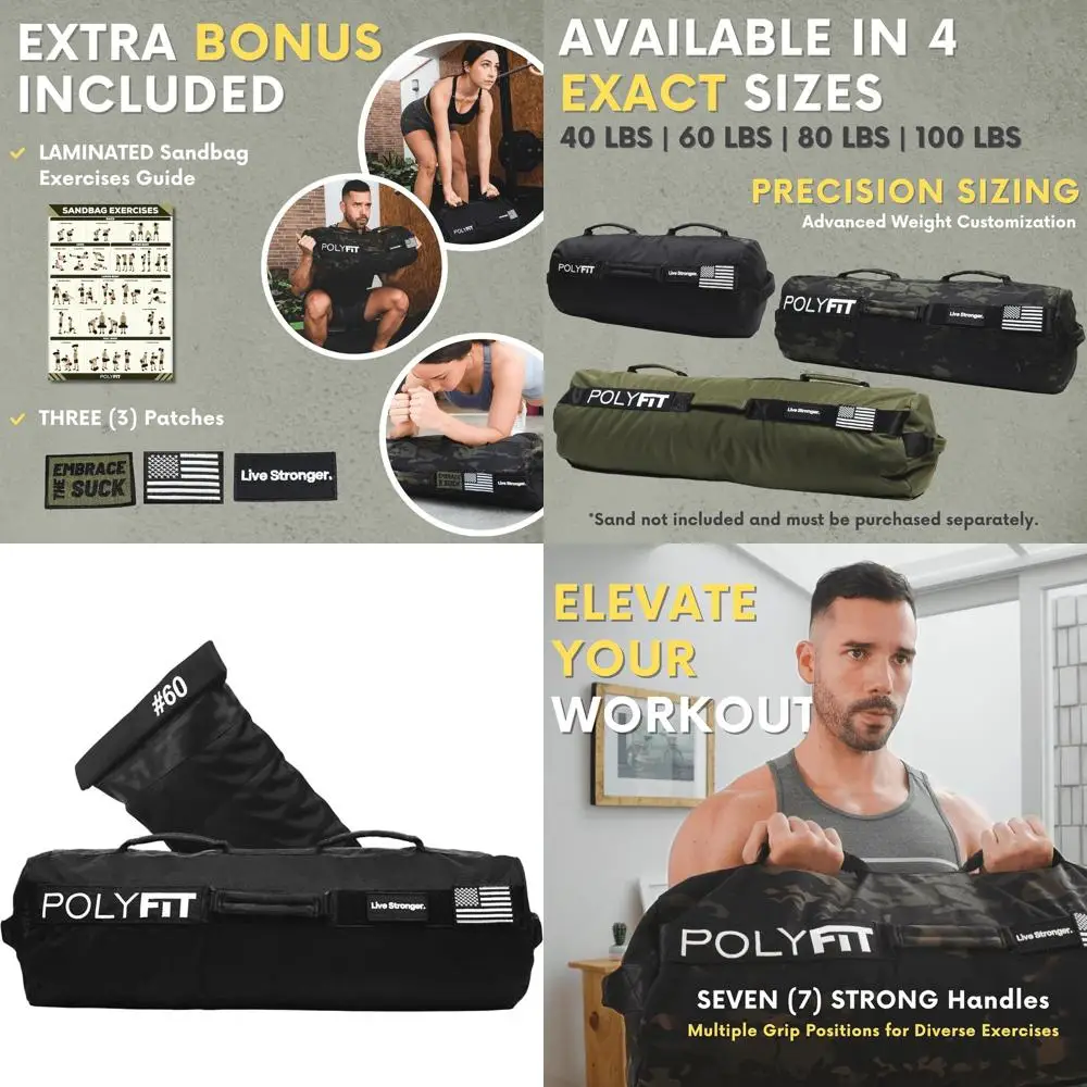 

Sandbag Pro - Workout Sandbag with Triple Closure Filler Bag and Reinforced Nylon Webbing - Sand Not Included - Multiple Colors