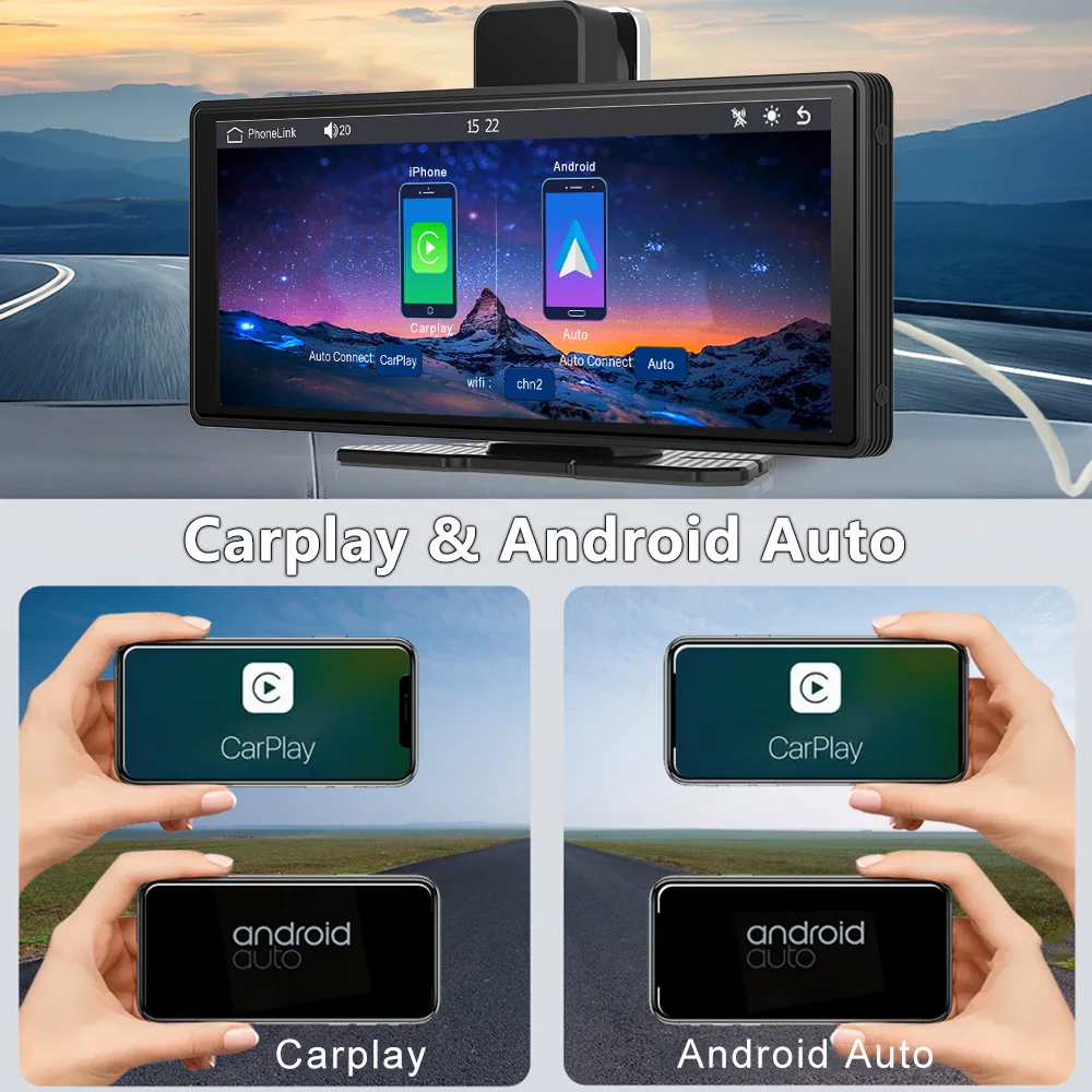 

Widescreen Portable Car Radio Wireless Carplay Android Auto Mirrorlink BT FM USB Build-in DVR Bluetooth SD Card