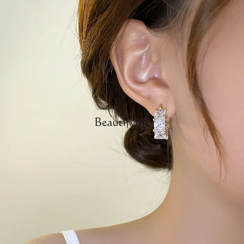 Zircon earrings women's high-end earrings unique niche design