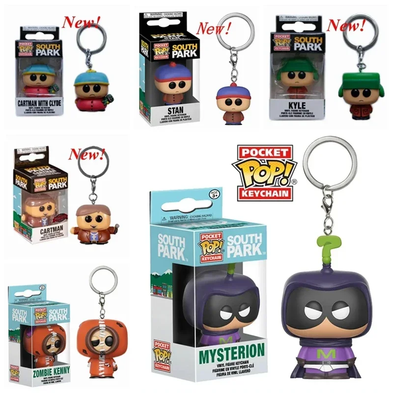 FUNKO Pocket Pop Keychains South Park ZOMBIE KENNY MYSTERION Stan with box Keychain Action Figure Toy Decoration Gift