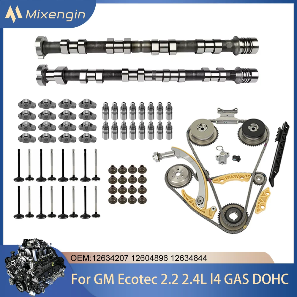 Engine Intake Exhaust Camshaft Kit & Timing Chain VVT Valve lifter rocker arm For GM Ecotec Chevrolet 2.2 2.4 l4 GAS DOHC 05-17