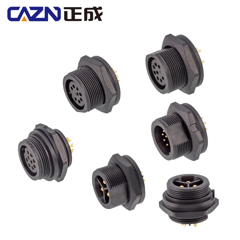 E13 Waterproof Socket Panel Mount Male Female Connector 2-18 Pins Threaded Plastic PA66 for Electronic Components