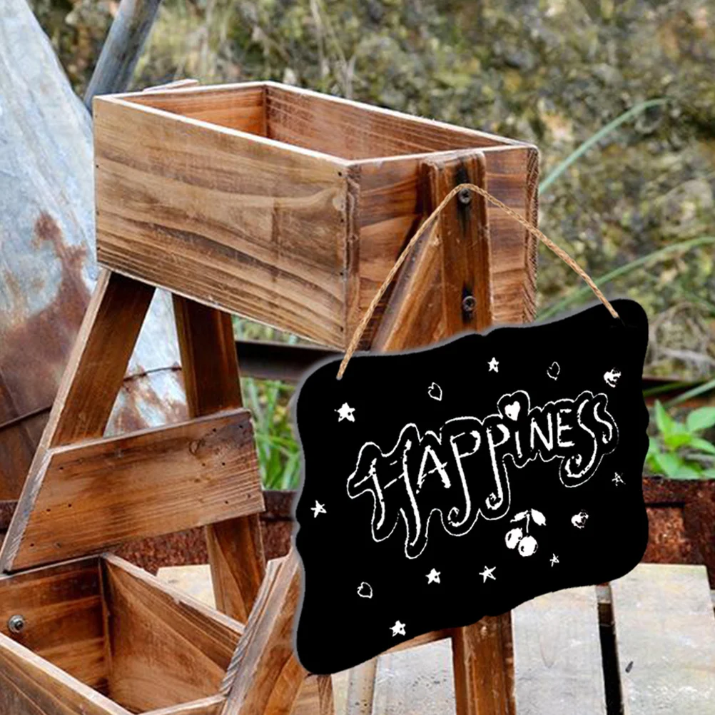 2Pcs Blackboard Decor Hanging Message Boards Double-Sided Wooden Wall Sign Ornament with Rope for Home Notice Message