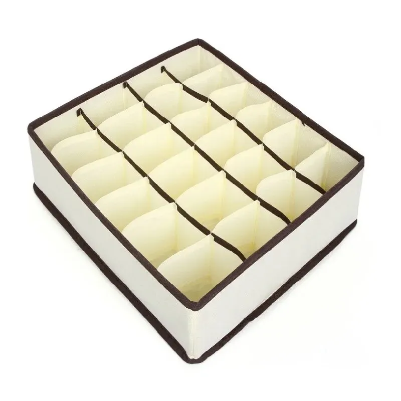 6/7/8/24 Grid Storage Box Beige Underwear Storage Box Four Piece Sock Storage Fabric Bra Storage Box