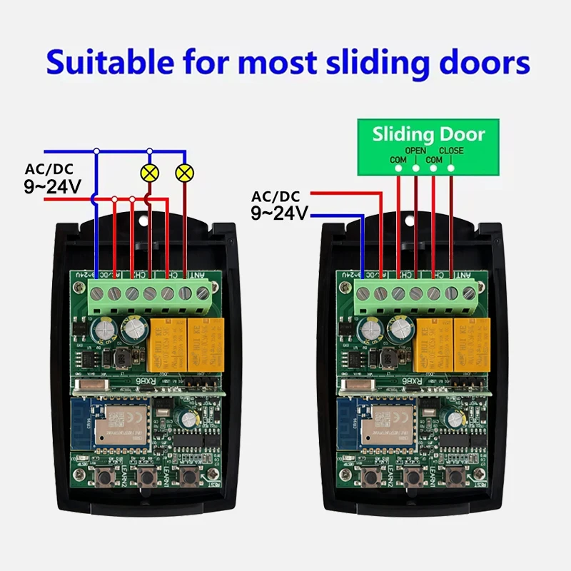Universal Tuya 433MHz 433.92MHz Smart Switch Module 2CH Wifi Smart Relay Fixed Rolling Code Garage/Gate Remote Control Receiver