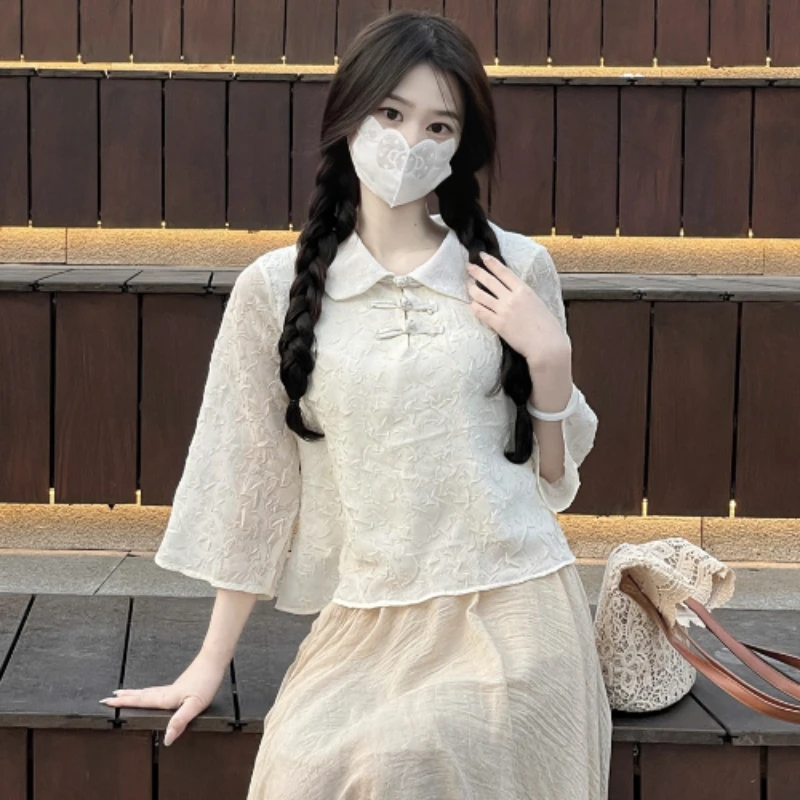 

Рубашки женские, однотонные, простые, элегантные, винтажные, универсальные, на каждый день, в китайском стиле, для отдыха, основы, популярные, для творчества, для женщин, милый комфорт