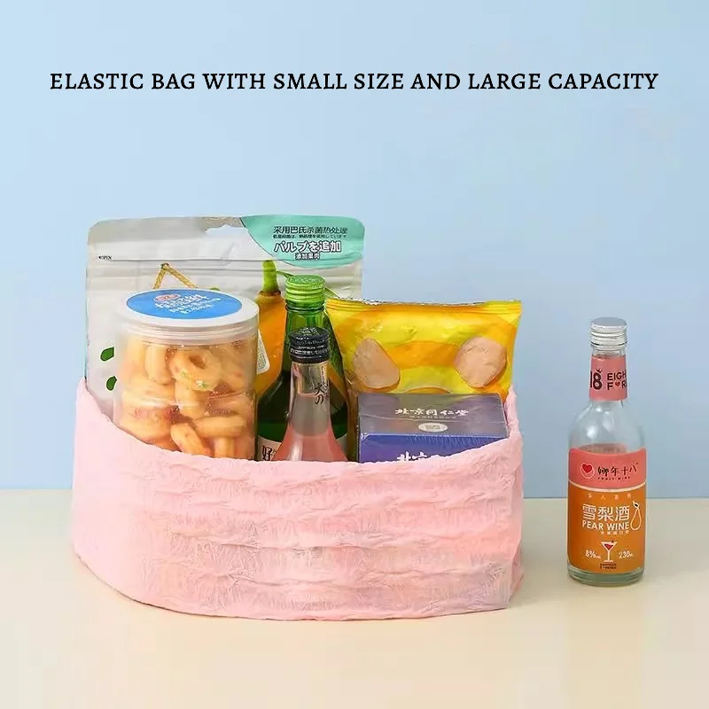 حقيبة تسوق سحرية مرنة قابلة للطي بسعة كبيرة وقابلة للتمدد للنساء حقيبة بقالة محمولة تحمل 3 كجم للسفر والشاطئ