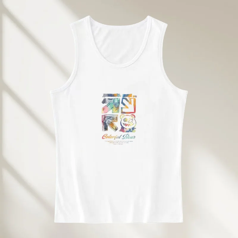 

25 New Women's Vest Summer Elastic Round Neck Top Sleeveless Printed Vest Versatile and Comfortable for Home and Outdoor Leisure
