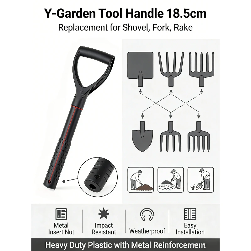 

Сменная рукоятка Y-образного типа для лопаты - прочная деревянная рукоятка D-образной формы для лопаты, вилок, граблей, универсальная рукоятка для садовых инструментов