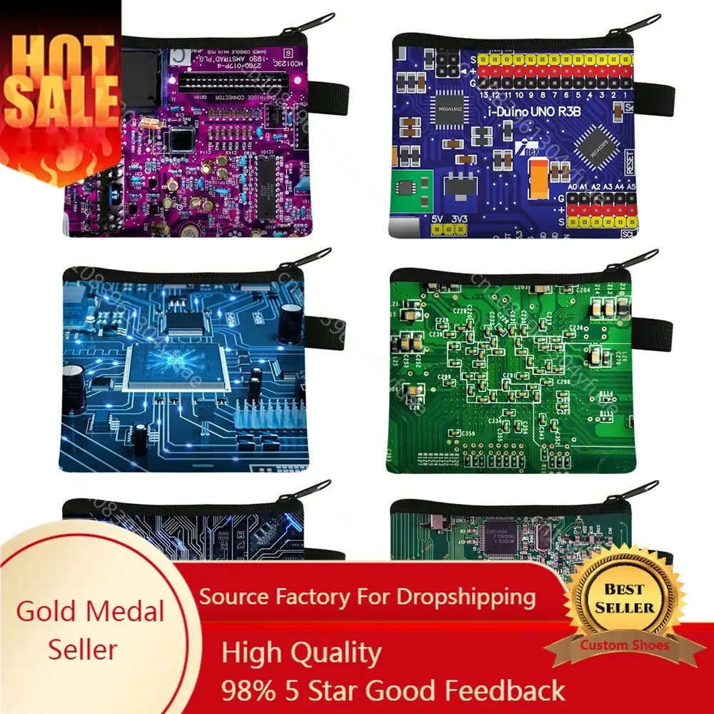 Electronic Chip Coin Purse Men Wallet Circuit Board Credit Card Money Bag Mini Handbag and Clutch Women Purses Boys Coin Bag