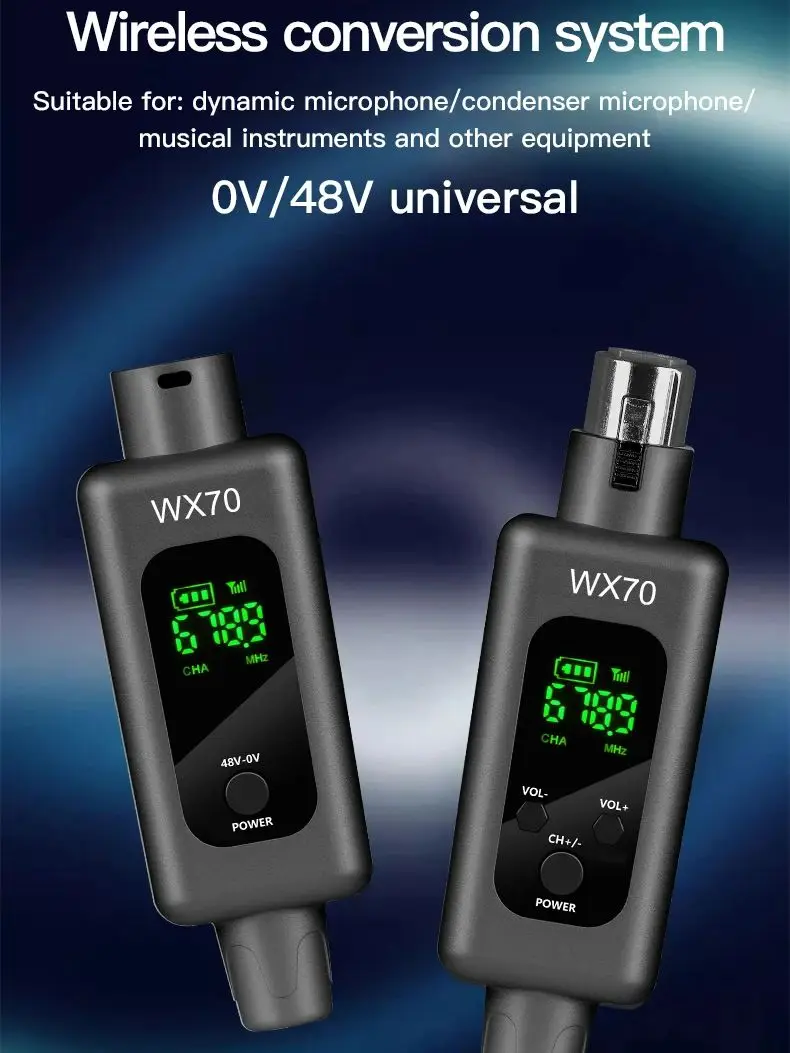 Other Convertisseur de Microphone sans fil UHF professionnel, système sans fil, transmetteur et récepteur XLR, prise en charge des micros 0V 48V 3