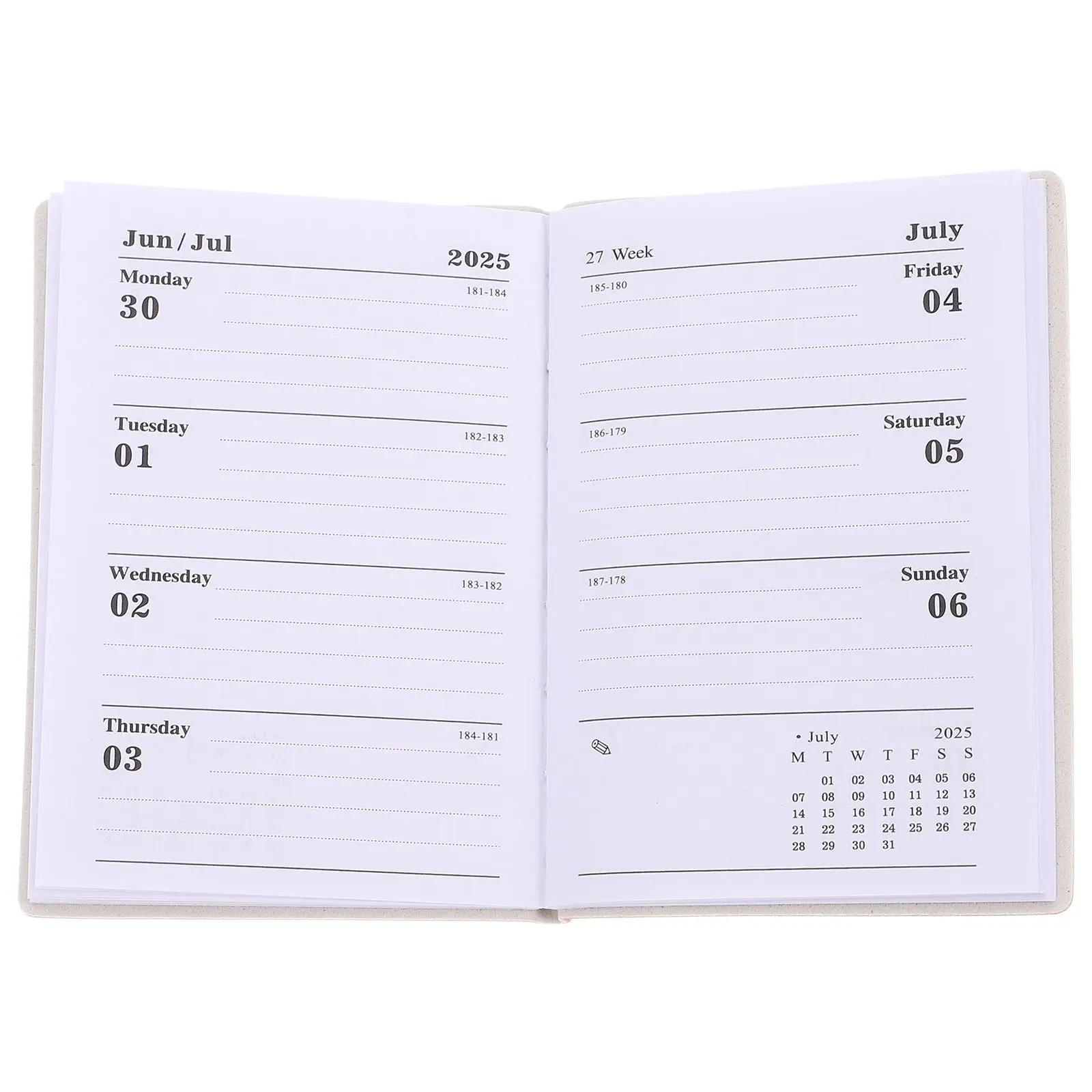 2025 Weekly Planner Ring Small Calendar Book Portable Undated Pink Planners Office