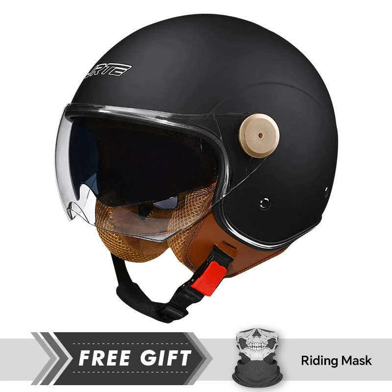 

DOT Approved Open Face Helmet Retro Daul Lens Open Half Motorcycle Helmets Safety Men Women ABS Shell Vintage Jet Half Helmet